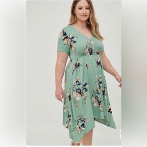 Torrid Midi Challis Floral Shirt Dress Torrid 0 or L/12 Feminine Cottagecore